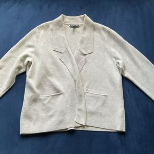 Eileen Fisher Cream Wool Wrap Cardigan Blazer